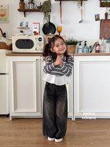 ［second moment］Crunch volume stripe collar tops