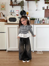 ［second moment］Crunch volume stripe collar tops