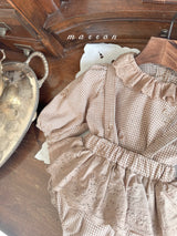 ［marron］Susu lace check blouse