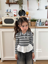 ［second moment］Crunch volume stripe collar tops