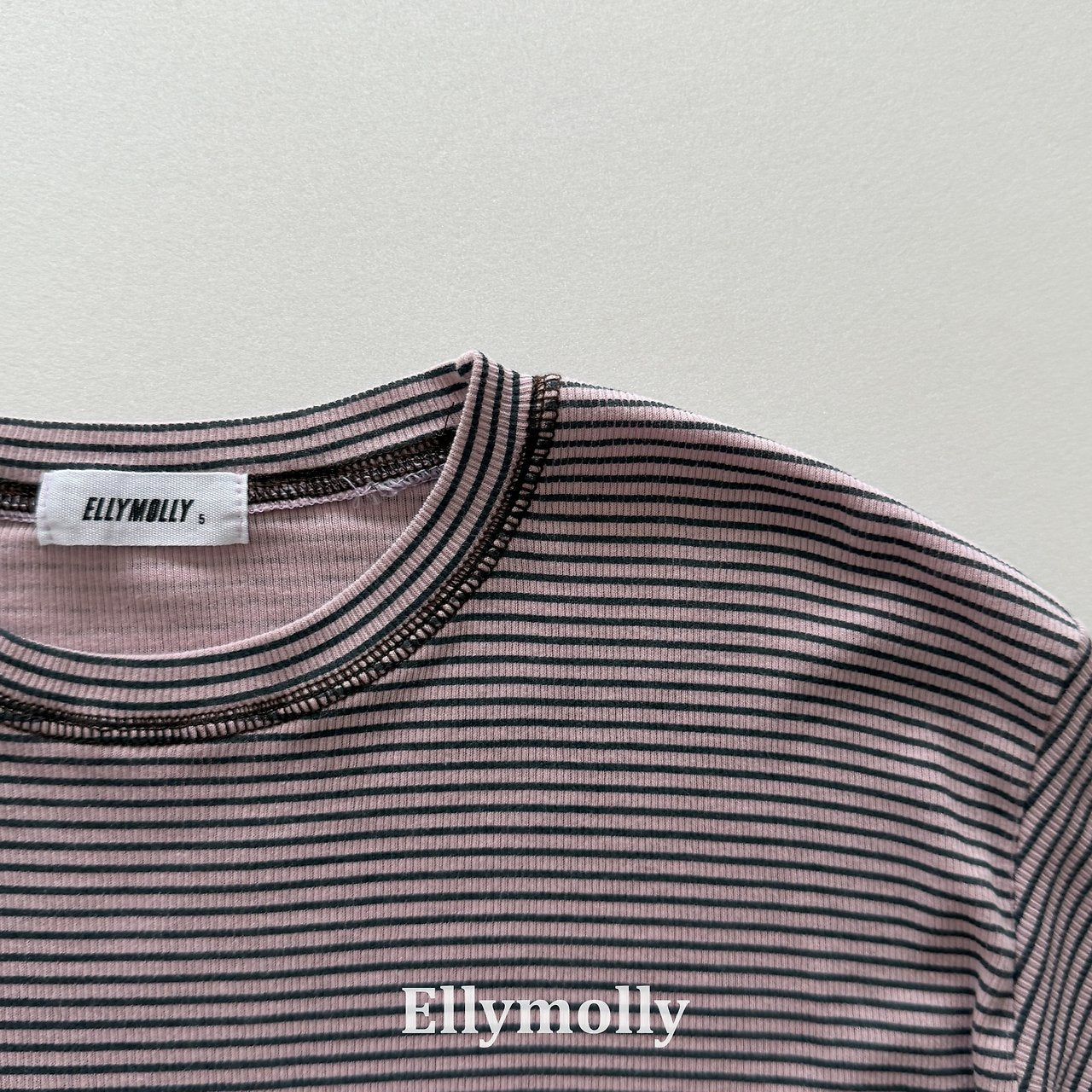 ［ELLY MOLLY］Stripe rib tee