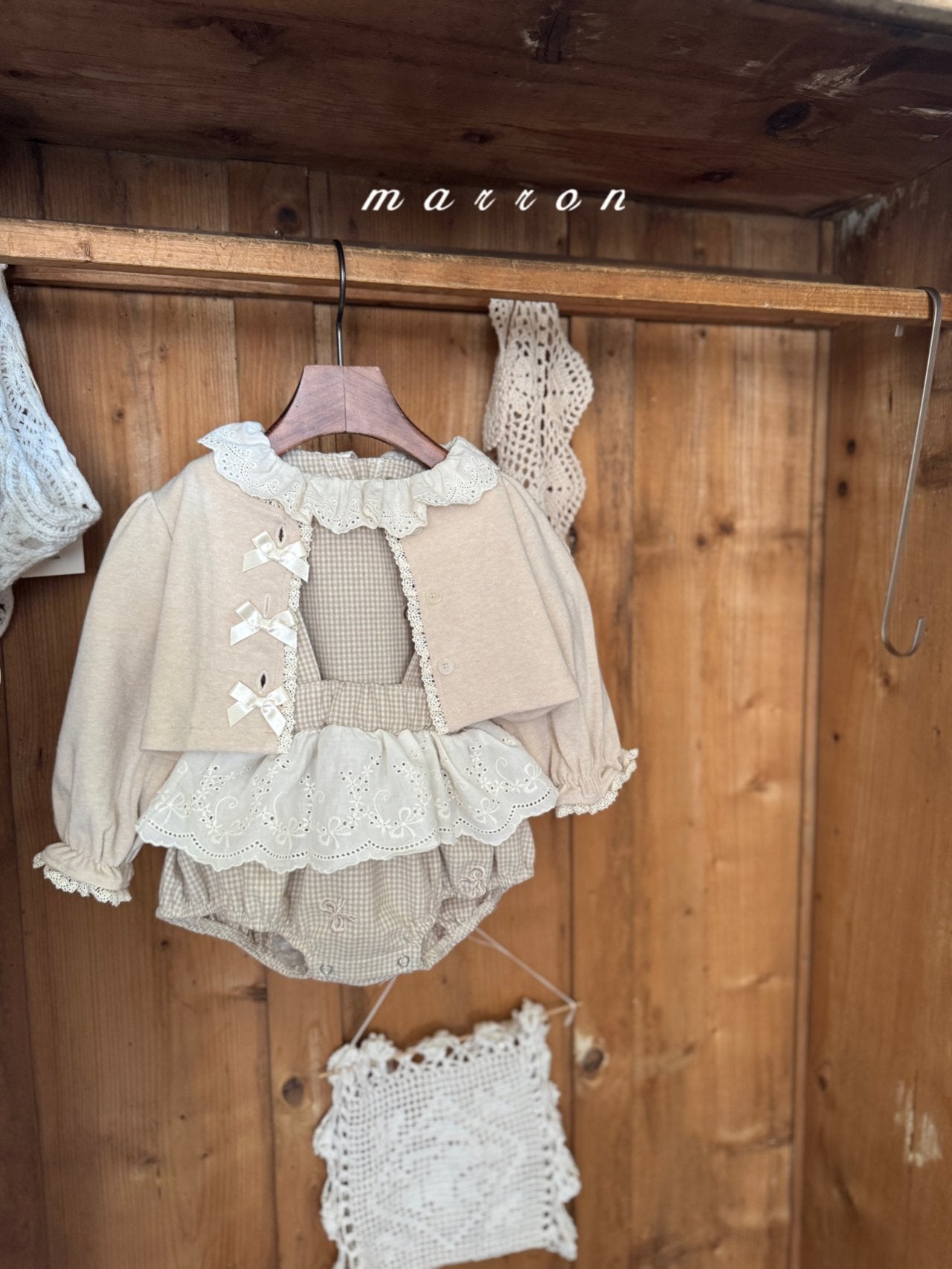 ［marron］Susu lace check blouse