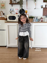 ［second moment］Crunch volume stripe collar tops