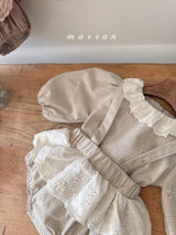 ［marron］Susu lace check blouse