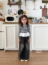 ［second moment］Crunch volume stripe collar tops