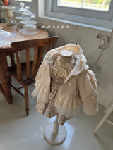 ［marron］Ribbon lace hood zip-up