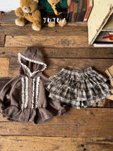 ［jujua］Roman check cancan pants