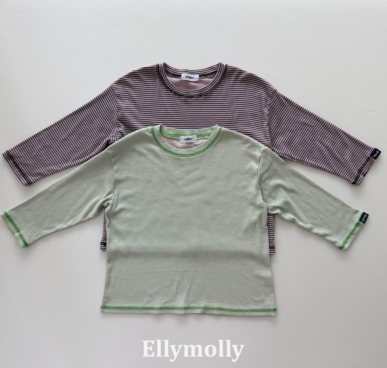 ［ELLY MOLLY］Stripe rib tee