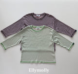 ［ELLY MOLLY］Stripe rib tee