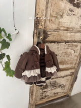 ［marron］Ribbon lace hood zip-up