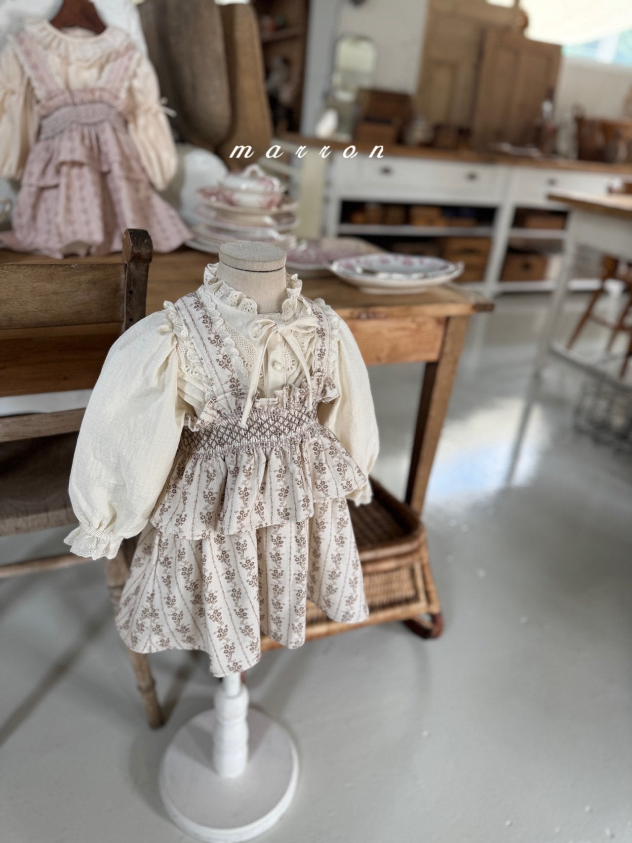 ［marron］Lauren smock suspender skirt