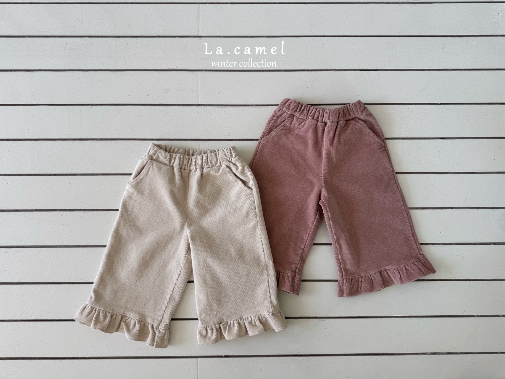 ［La.camel］Frill corduroy span pants