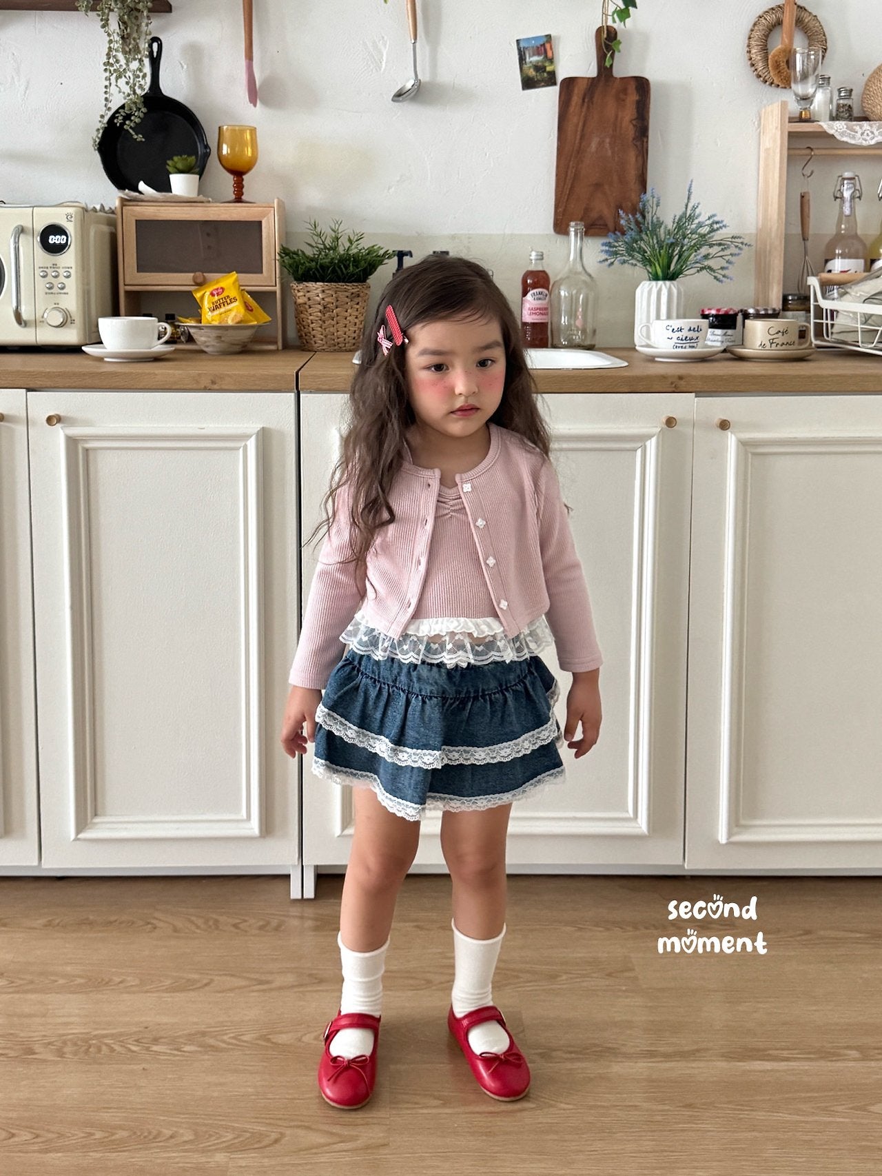 ［second moment］Lace denim cancan skirt