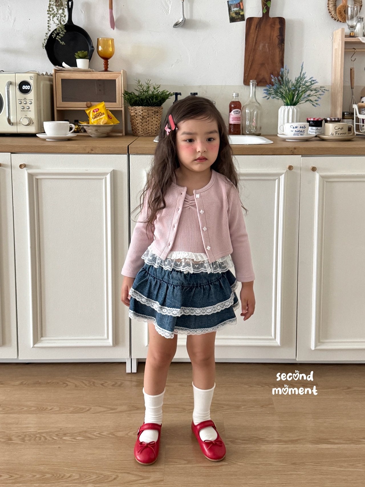 ［second moment］Lace denim cancan skirt