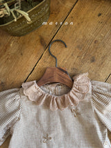 ［marron］Susu lace check blouse