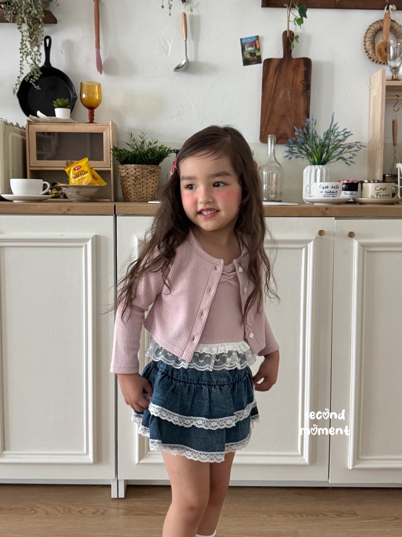 ［second moment］Lace denim cancan skirt