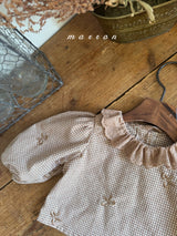 ［marron］Susu lace check blouse