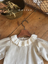 ［marron］Susu lace check blouse