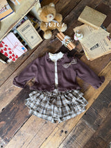 ［jujua］Roman check cancan pants