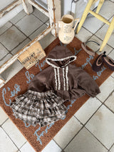 ［jujua］Roman check cancan pants