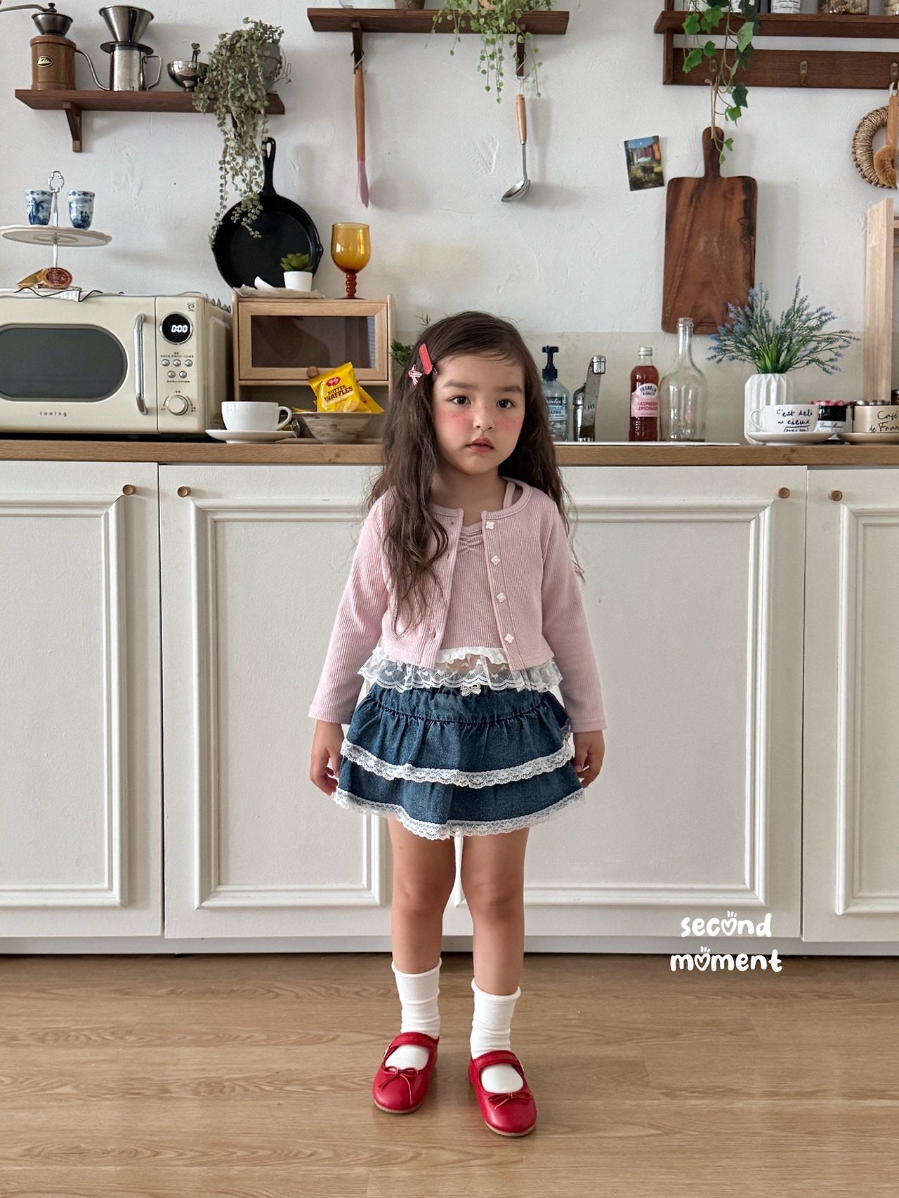 ［second moment］Lace denim cancan skirt