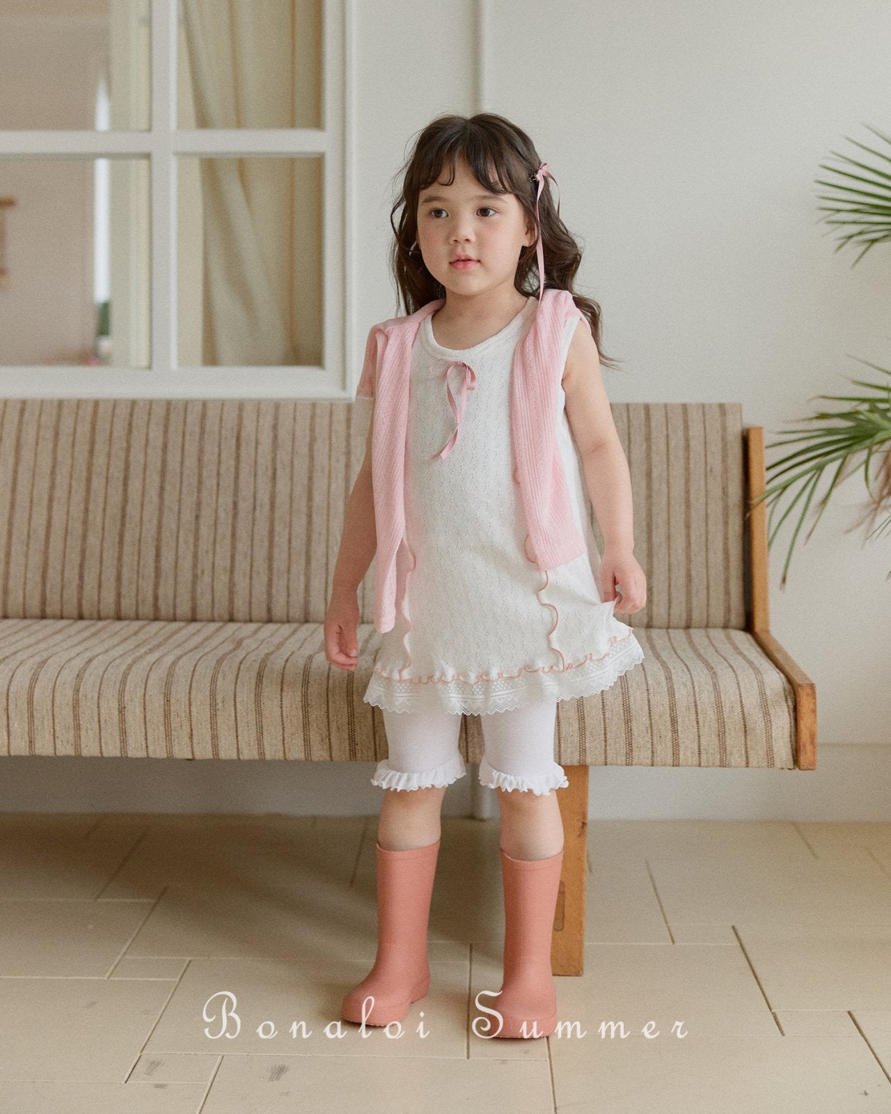 ［Bonaloi］Mellow ribbon one-piece
