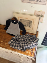 ［jujua］Roman check cancan pants