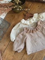 ［marron］Susu lace check blouse