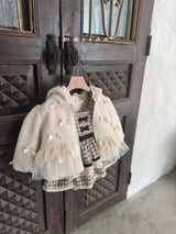 ［marron］Ribbon lace hood zip-up