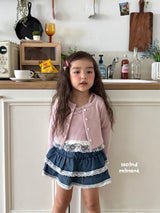 ［second moment］Lace denim cancan skirt