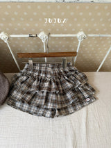 ［jujua］Roman check cancan pants
