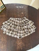 ［jujua］Roman check cancan pants