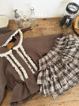 ［jujua］Roman check cancan pants