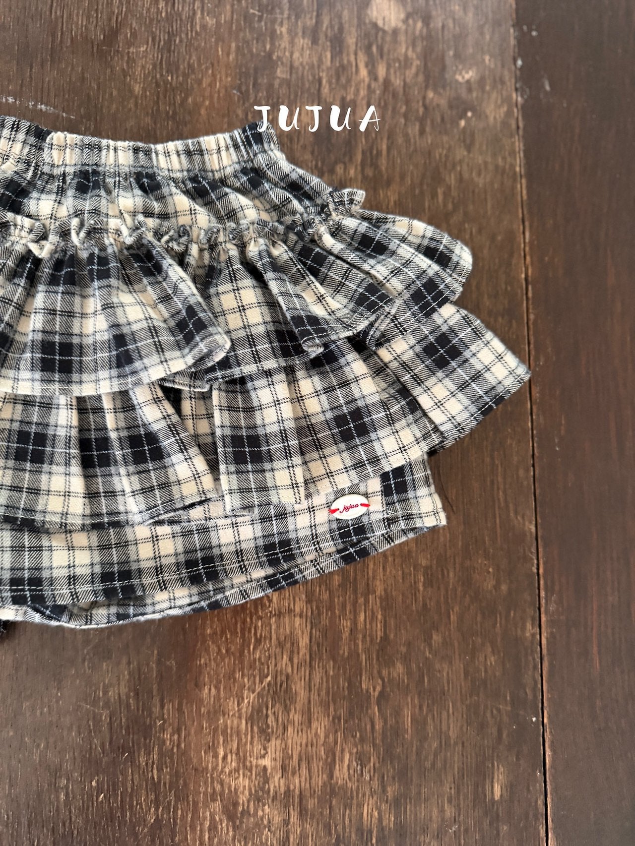 ［jujua］Roman check cancan pants