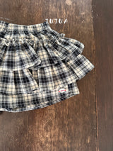 ［jujua］Roman check cancan pants