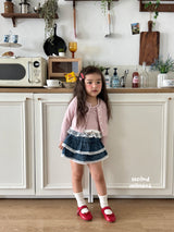 ［second moment］Lace denim cancan skirt