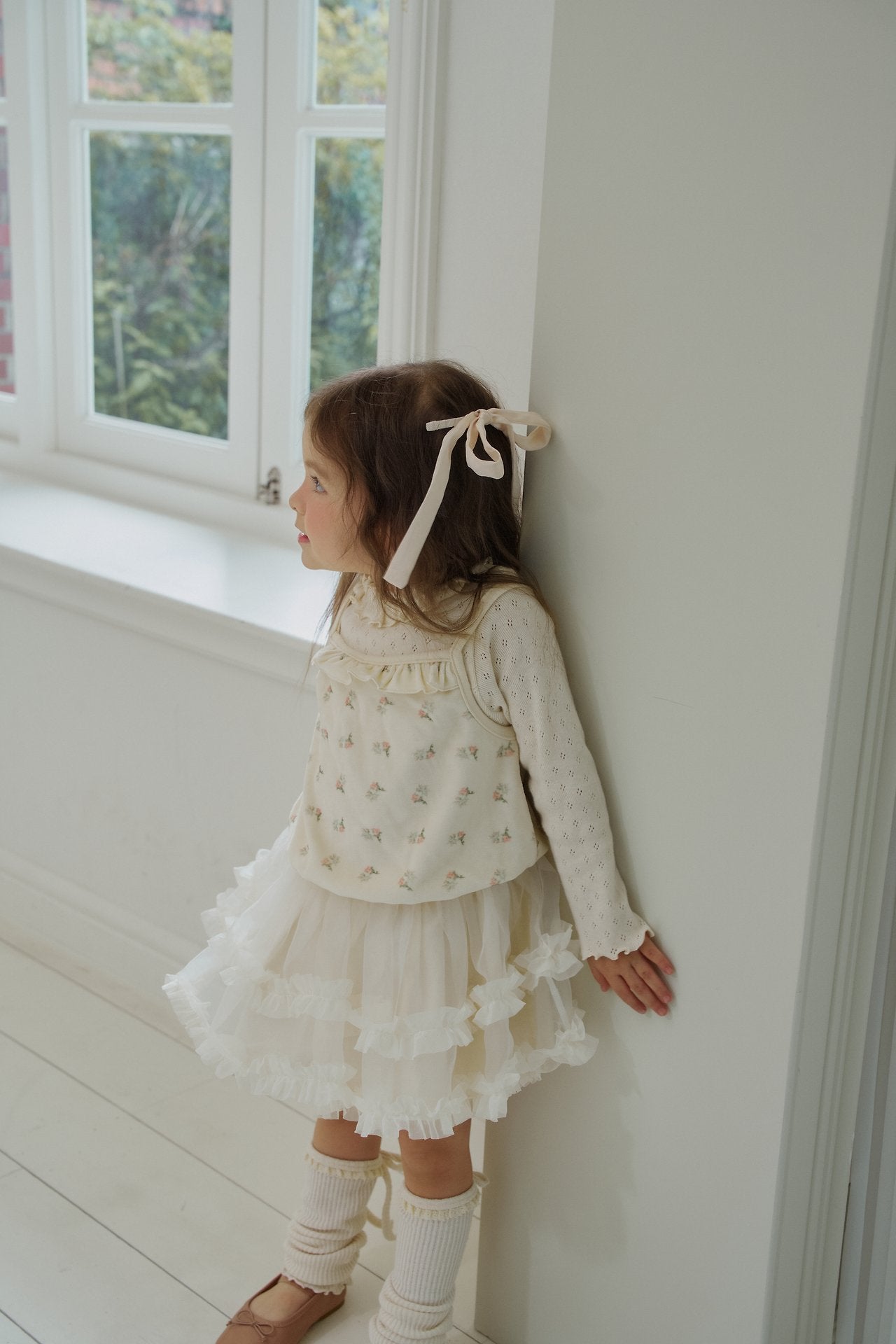 ［momo ann］Floral frill bustier