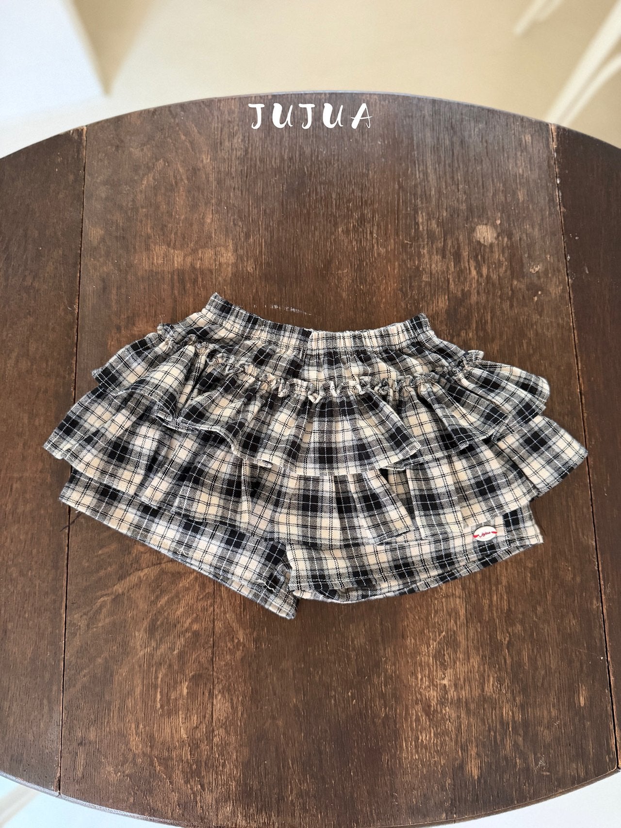 ［jujua］Roman check cancan pants