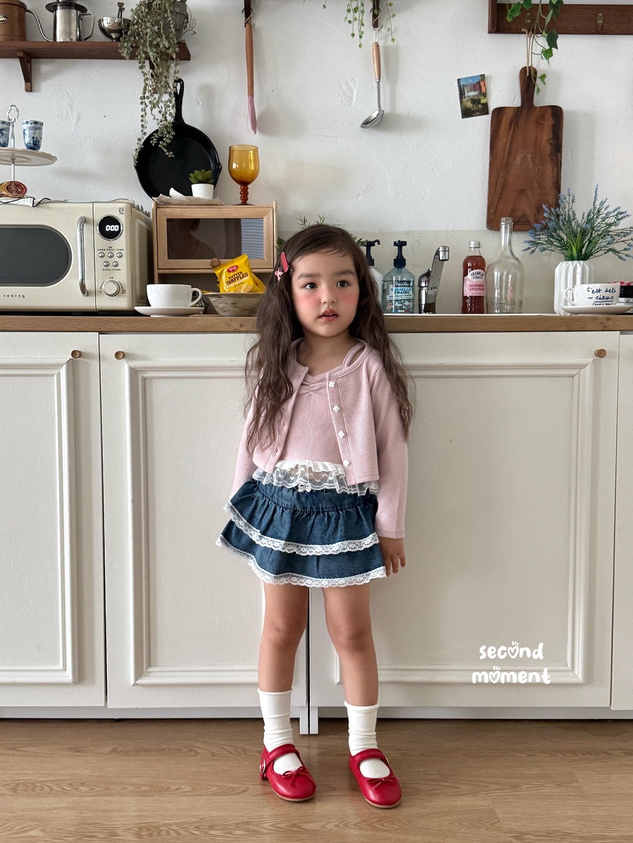 ［second moment］Lace denim cancan skirt