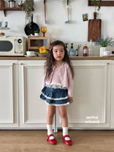 ［second moment］Lace denim cancan skirt