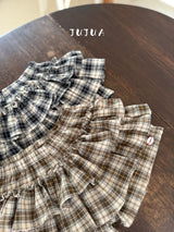 ［jujua］Roman check cancan pants