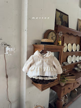 ［marron］Ribbon lace hood zip-up