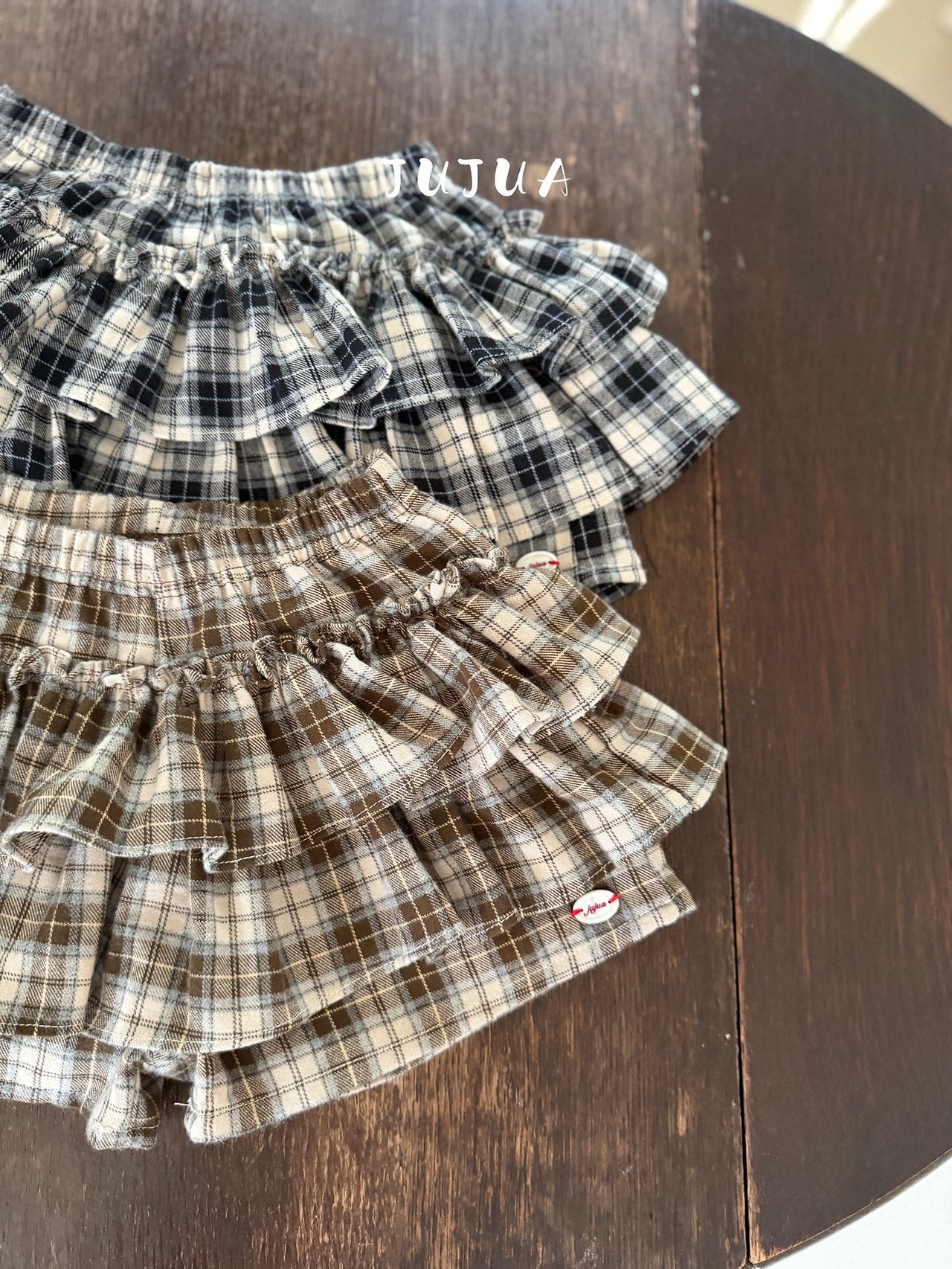 ［jujua］Roman check cancan pants