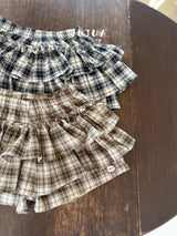 ［jujua］Roman check cancan pants