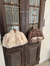 ［marron］Ribbon lace hood zip-up