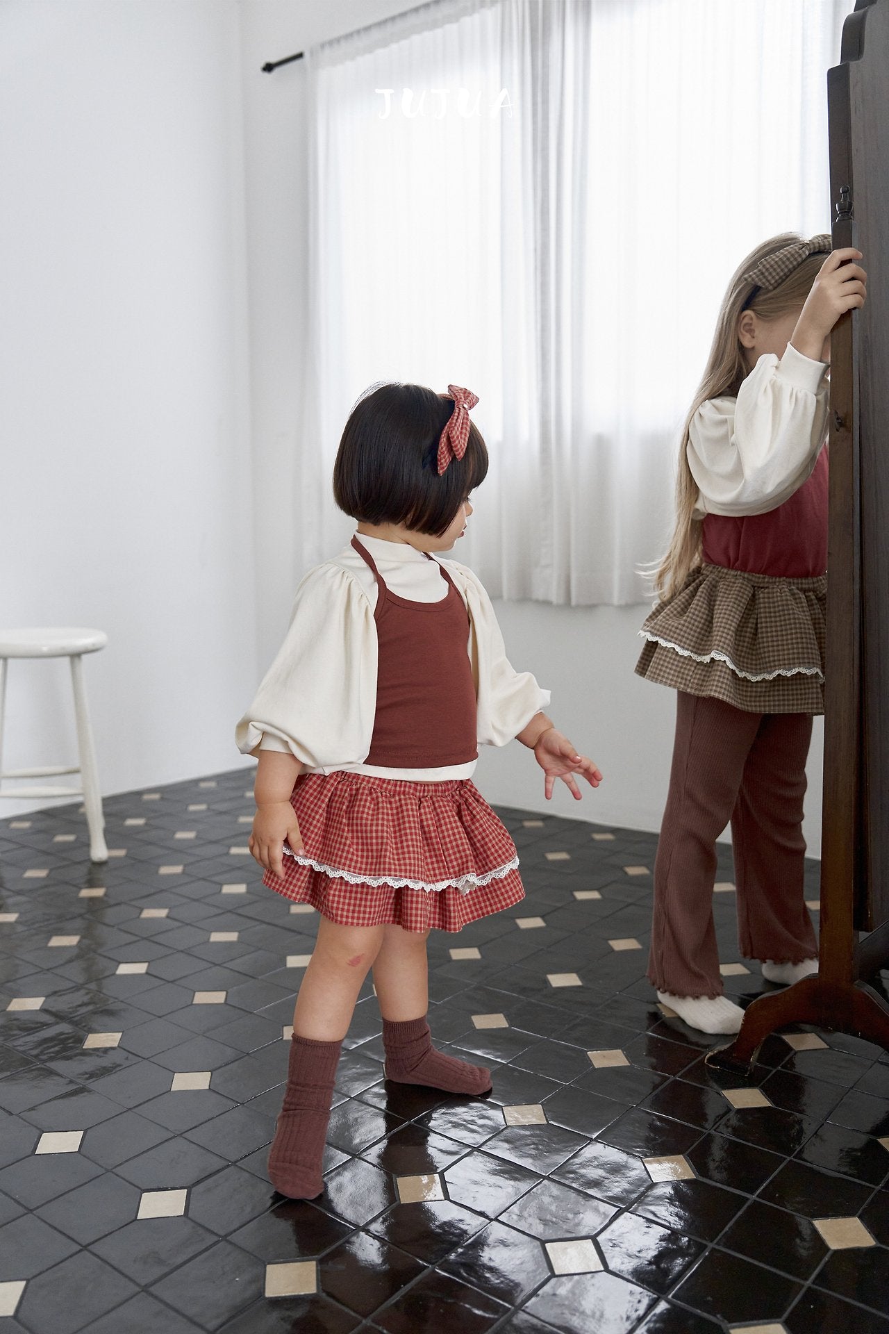 ［jujua］Candy check mini skirt