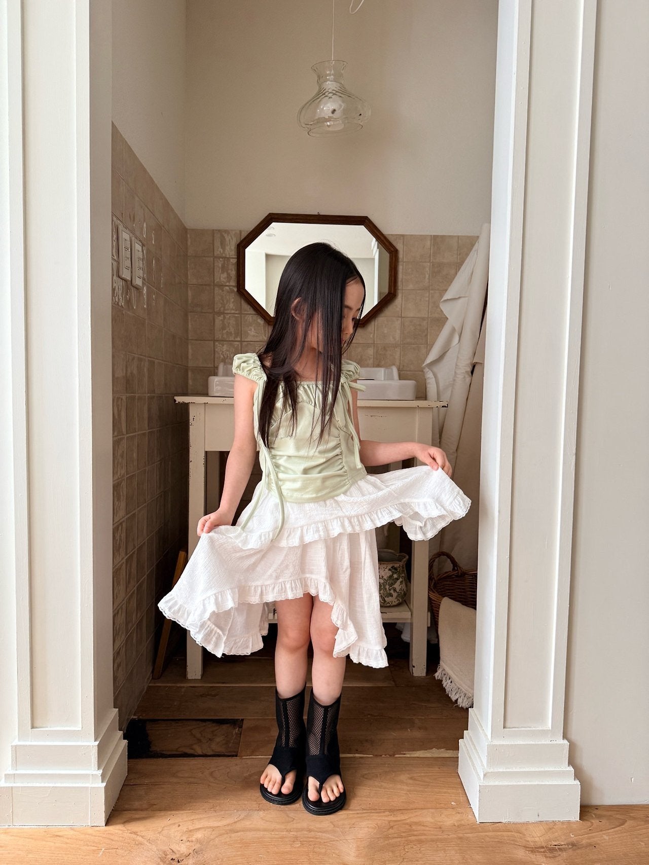 ［comma］Unbalance layered frill skirt