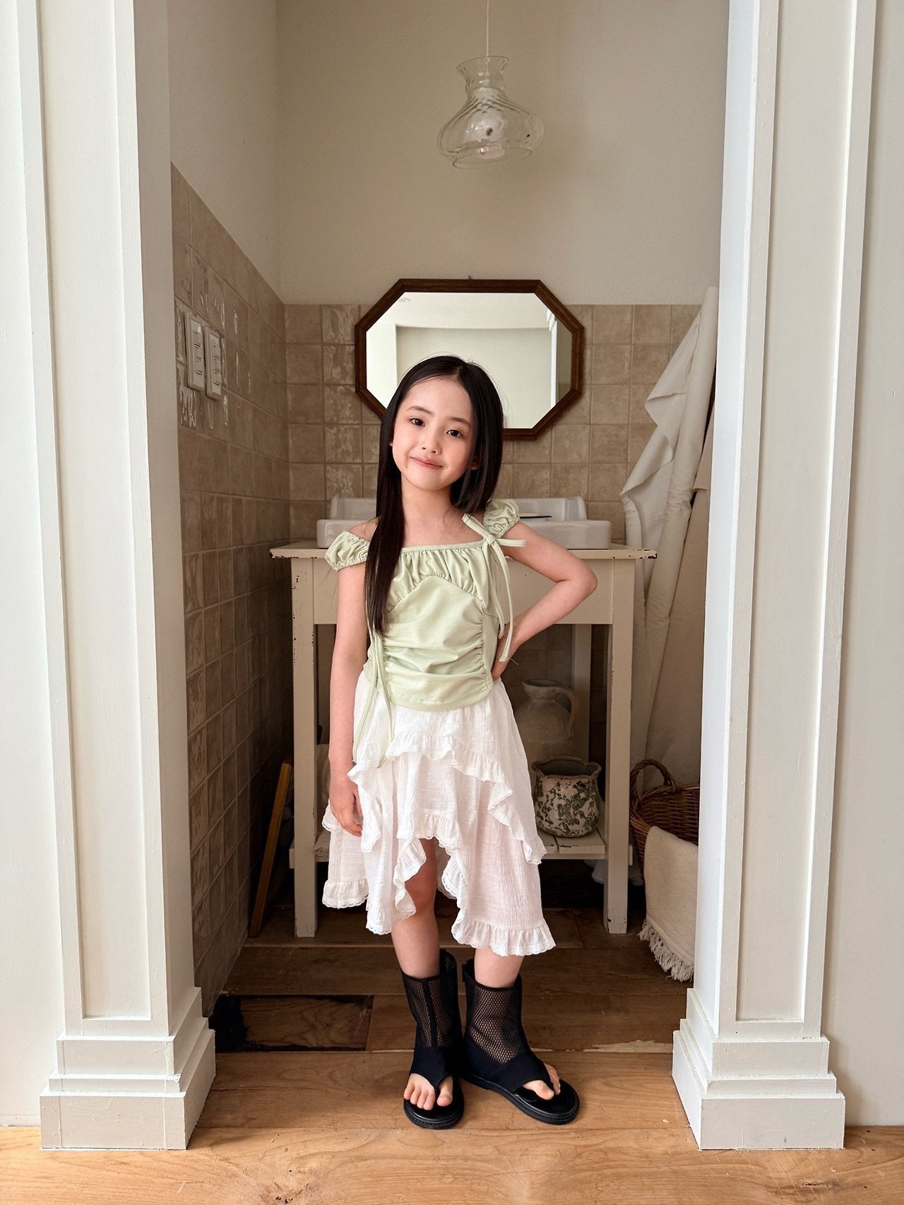 ［comma］Unbalance layered frill skirt