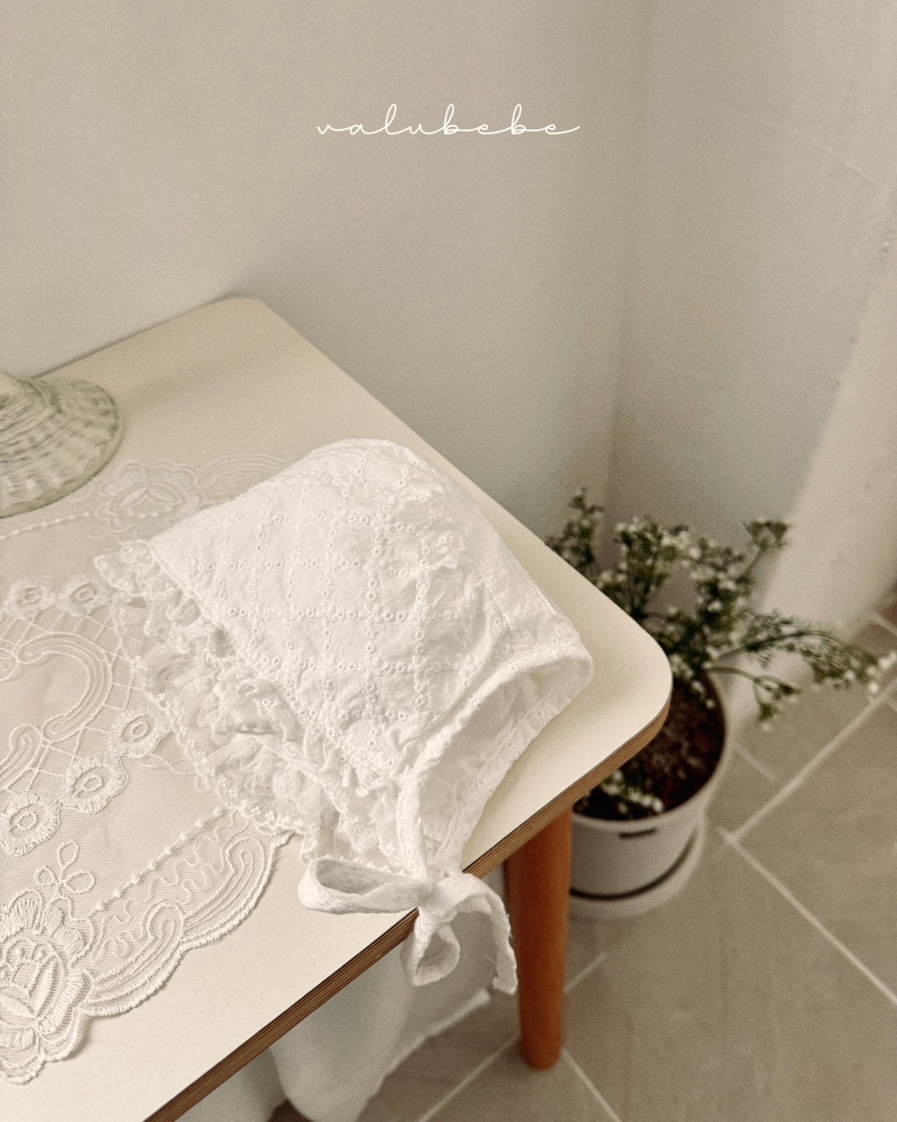 ［valubebe］Frill lace bonnet (baby)