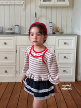 ［second moment］Berry lace stripe tops